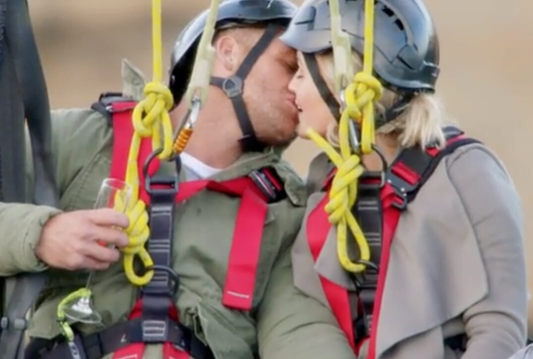 With plenty of kissing, followed by a romantic dinner at a nearby hotel