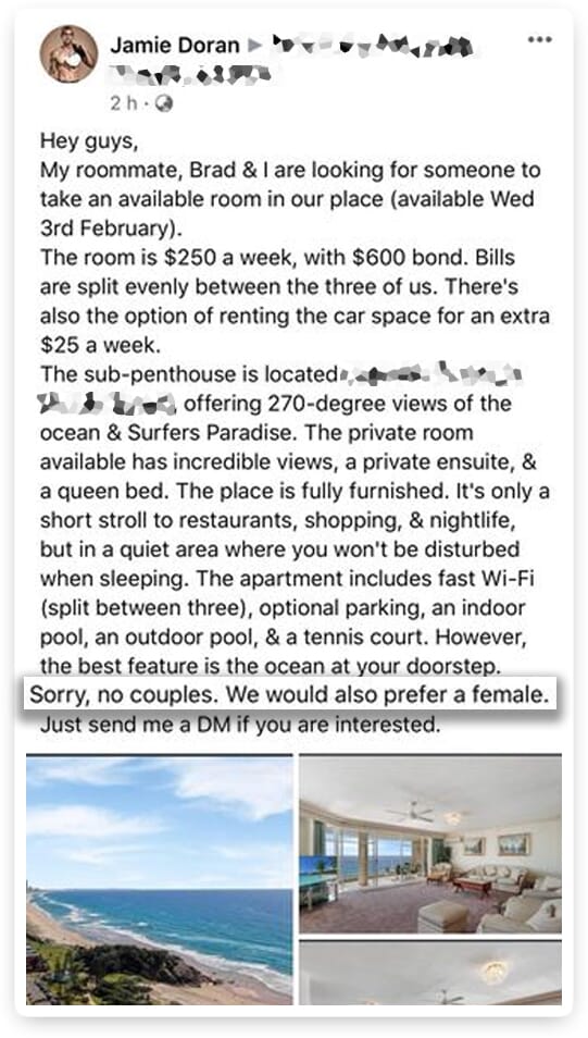 Jamie Doran is hunting for a housemate, and he wants a female