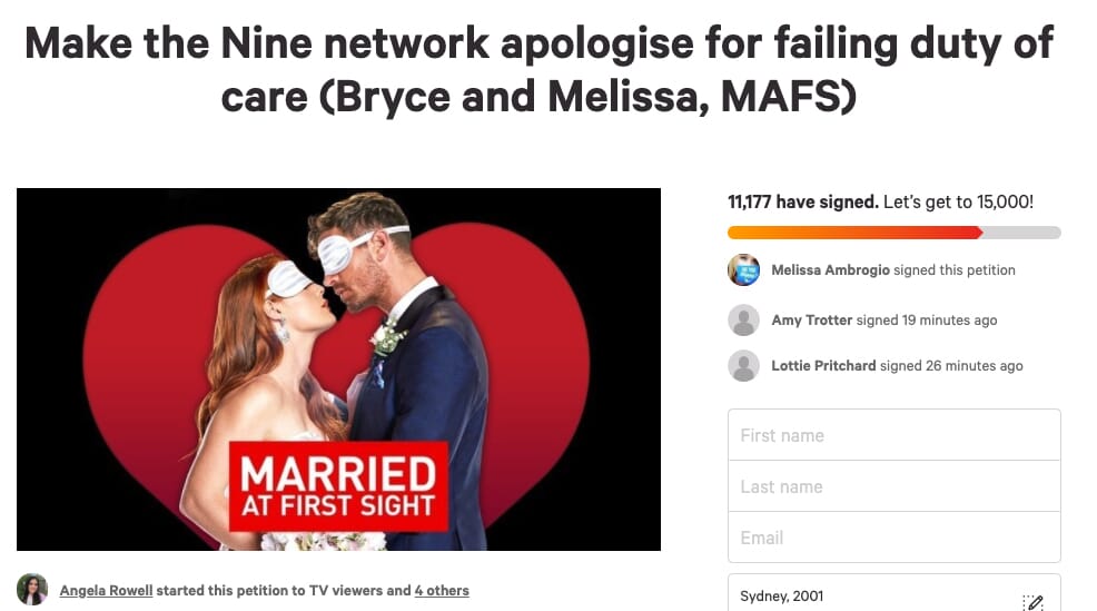 Channel Nine and MAFS producers are facing mounting pressure from the public over this season
