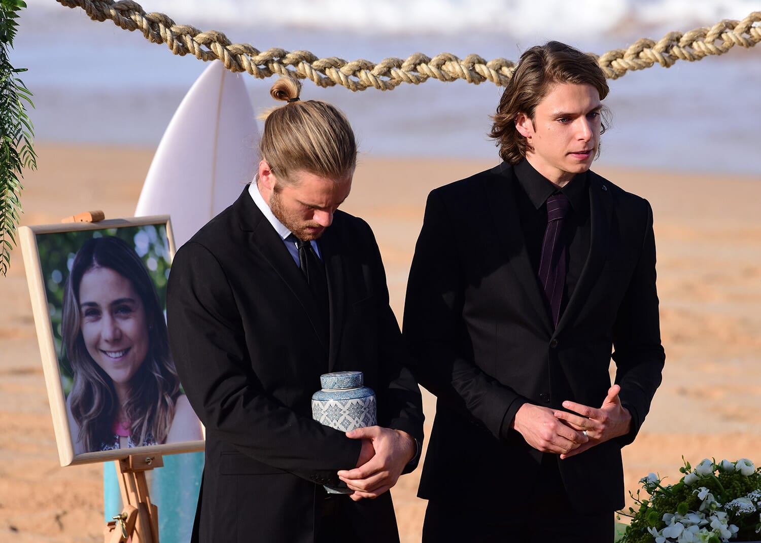 Mourners attend the funeral of local girl Billie Ashford who died after developing a persistent cough