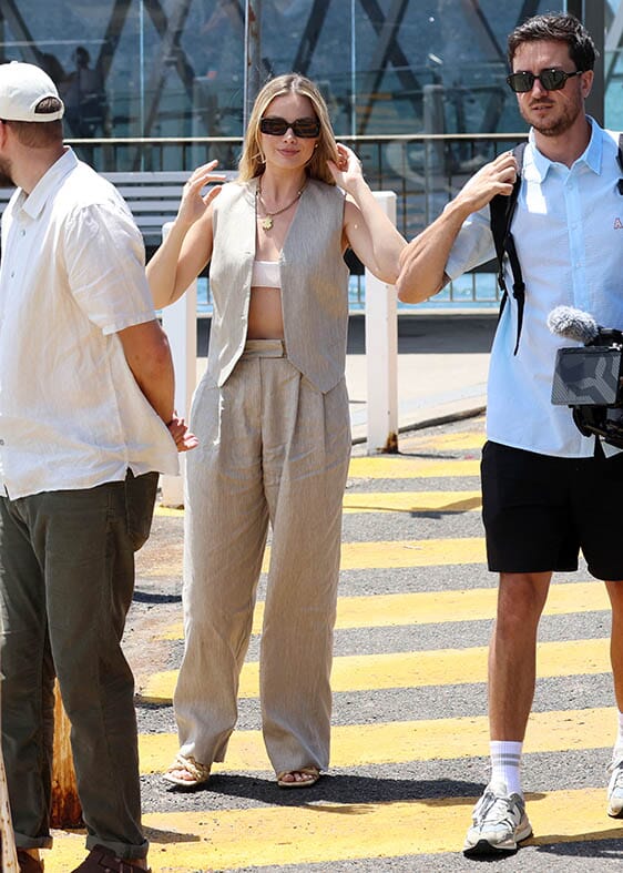 Pictured: Margot Robbie at Rose Bay wharf