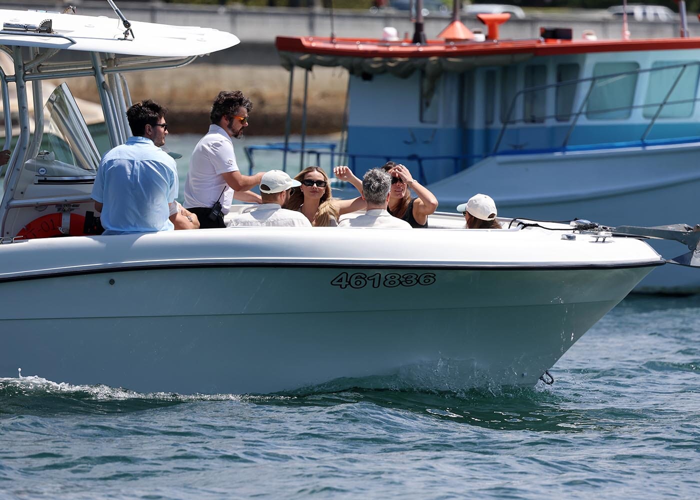 Pictured: Margot Robbie on a tender at Rose Bay
