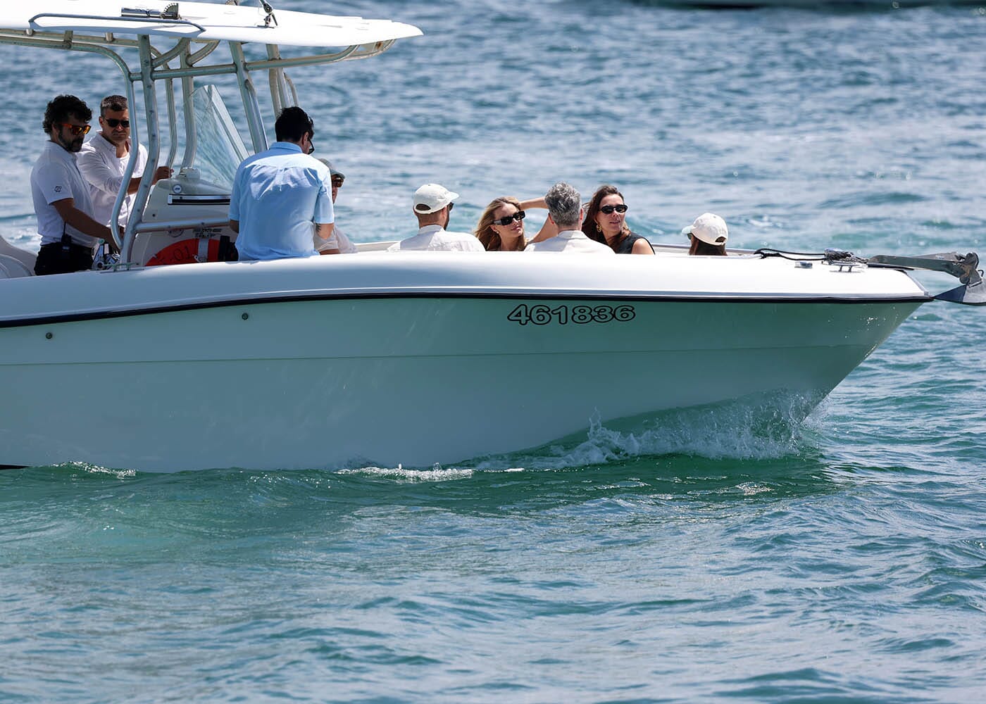 Pictured: Margot Robbie on a tender at Rose Bay